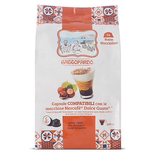 128 NOCCIOLINO Gattopardo To.Da Capsules Compatible with Nescafé Dolce Gusto