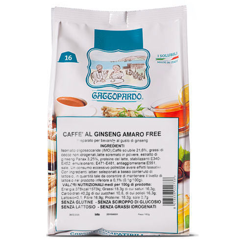 128 Cápsulas de GINSENG AMARGO FREE Gattopardo To.Da Compatibles Nescafé Dolce Gusto