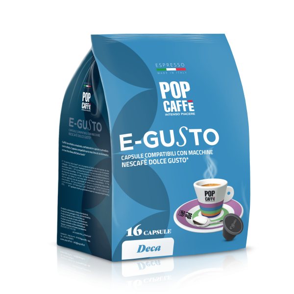 Pop Caffè E-Gusto Decaffeinated Blend Compatible with Dolce Gusto machines x 16